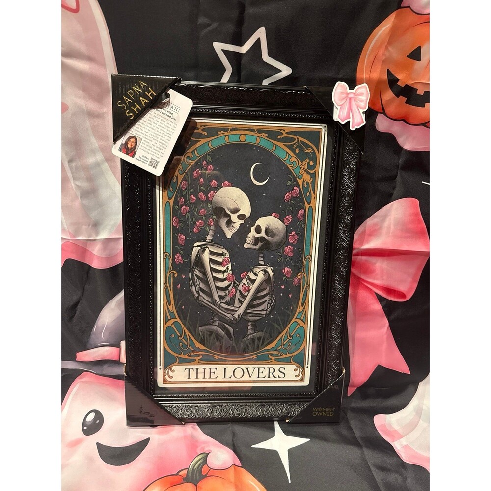 Viral Sapna Shah The Lovers Skeleton Tarot Framed Wall Art